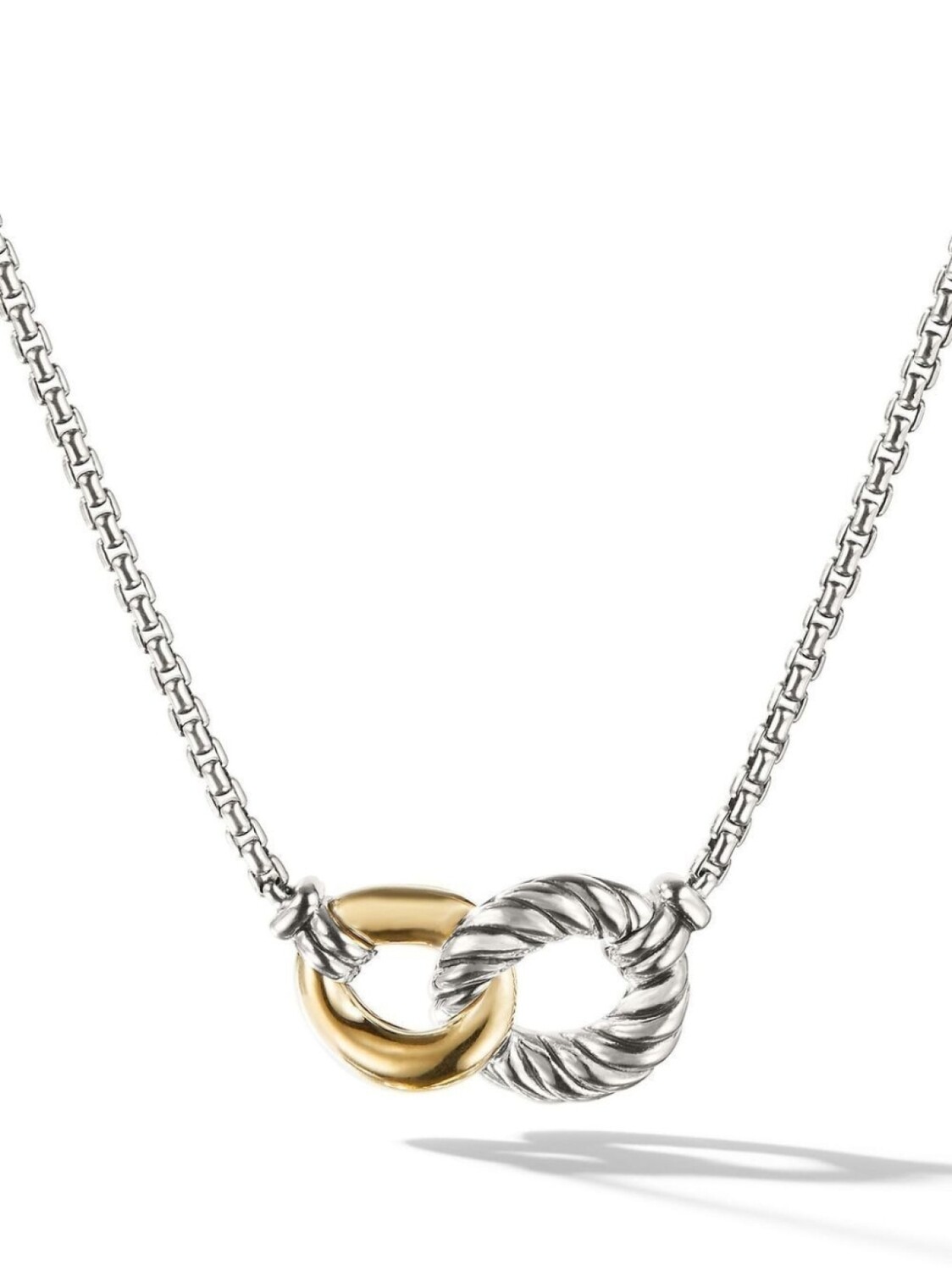

Колье Curb Link из серебра и желтого золота David Yurman, серебряный