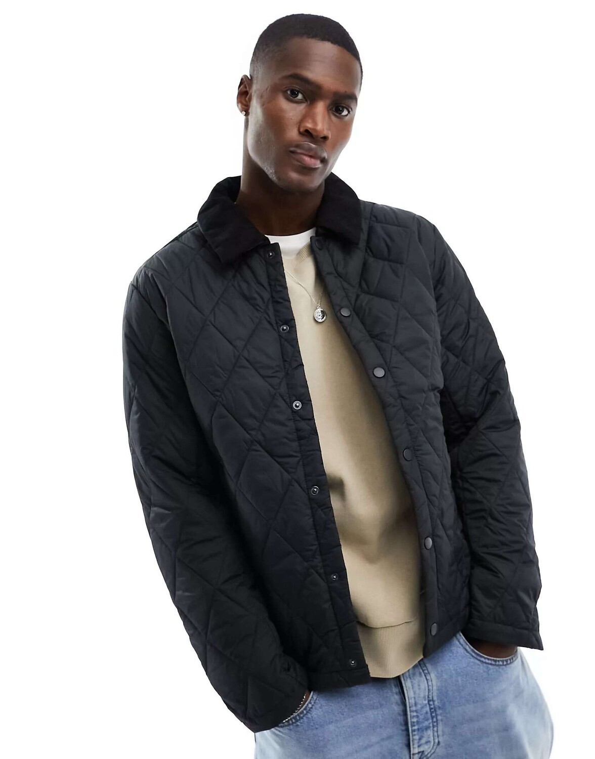 

Черная стеганая куртка с коротким воротником Jack & Jones