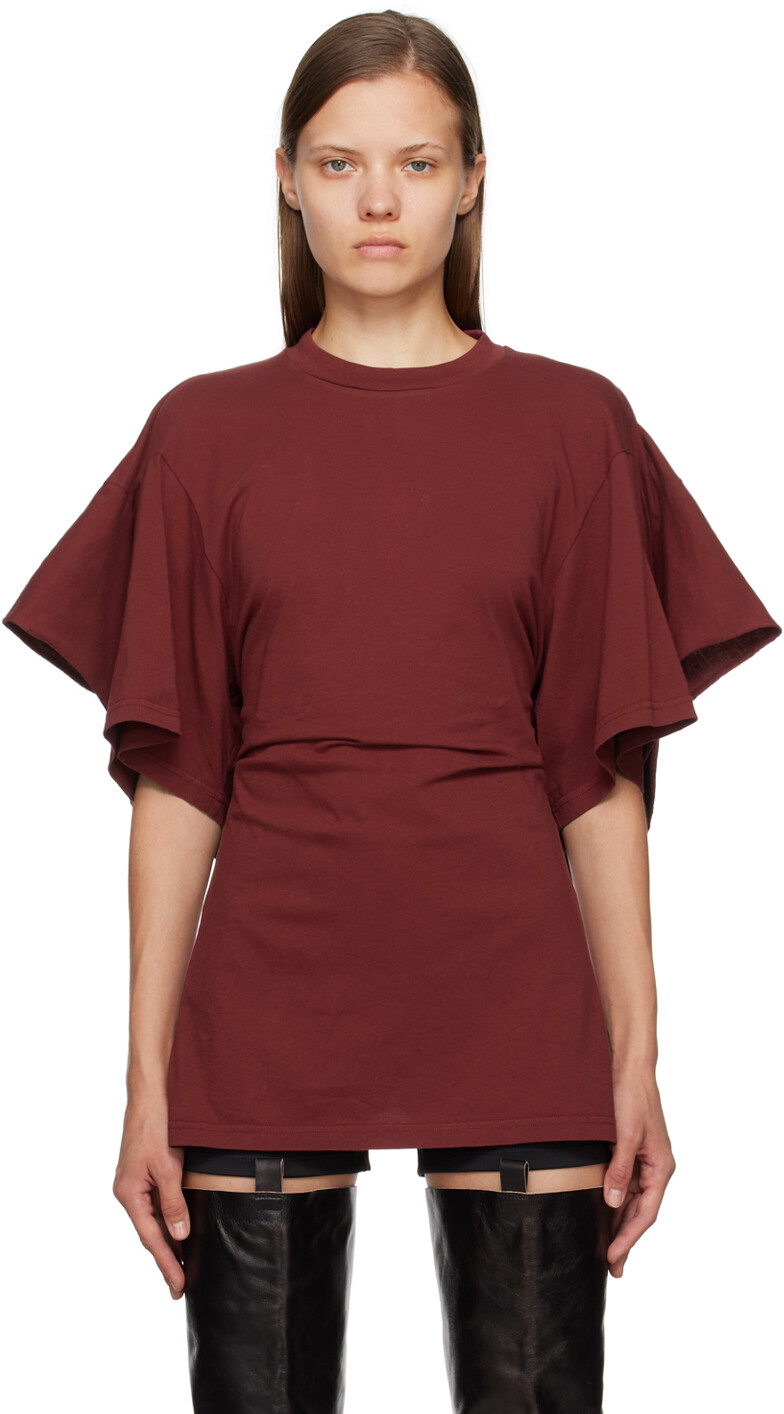 

MM6 Maison Margiela Бордовая футболка с открытой спиной, Красный