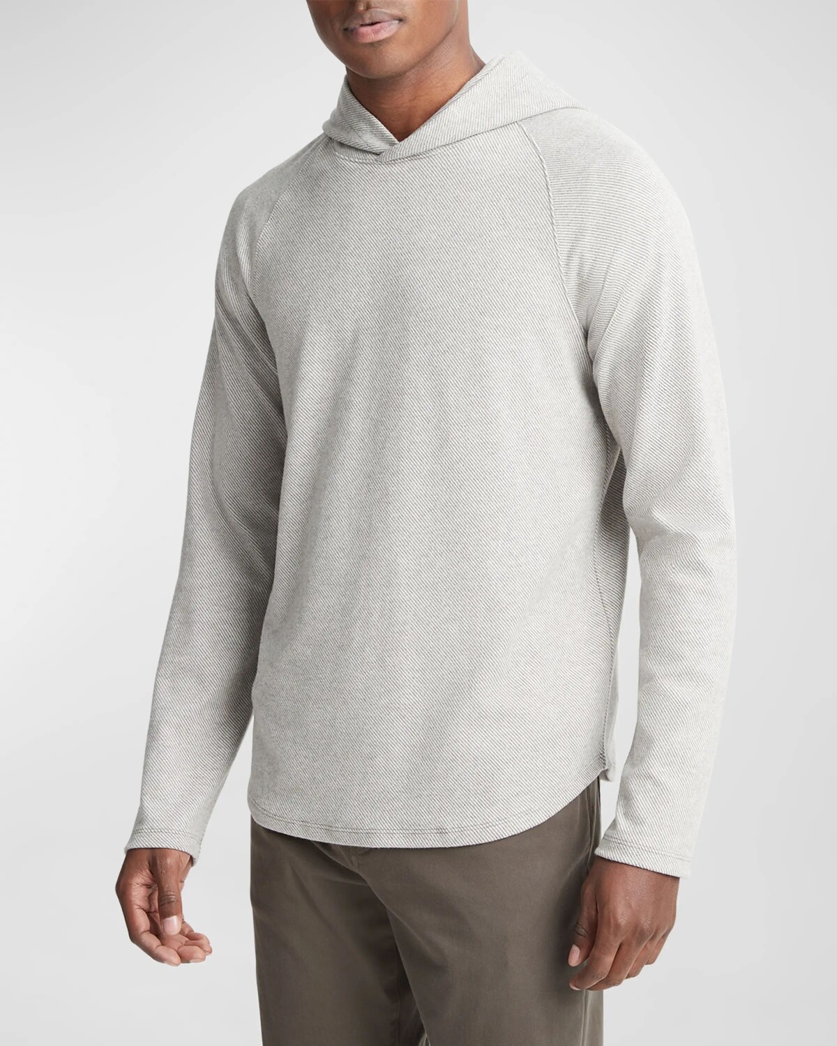 

Мужской пуловер с капюшоном из рваного твила Vince, цвет H Grey/Off White