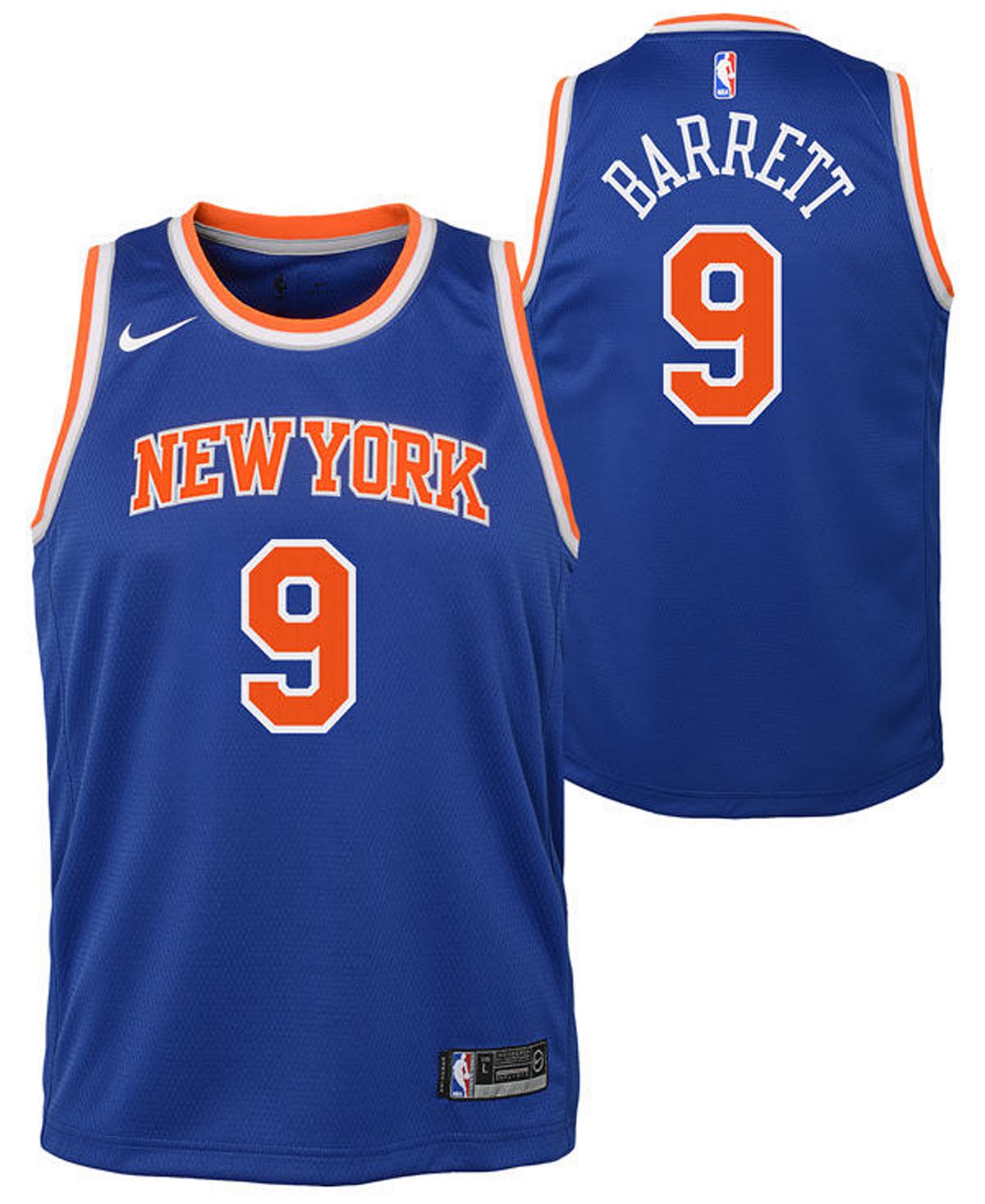Джерси Big Boys and Girls RJ Barrett New York Knicks Icon Swingman Nike майка nike x nba new york knicks jerseys rj barrett 9 синий