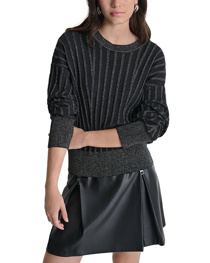 

Свитер DKNY в рубчик металлизированного цвета, черный