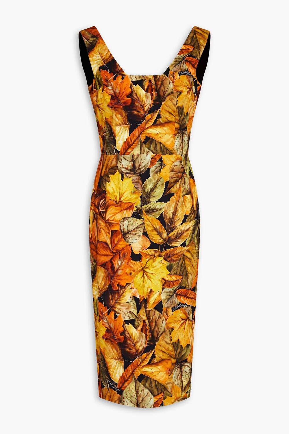 

Платье из эластичного крепа с цветочным принтом Dolce & Gabbana, горчица