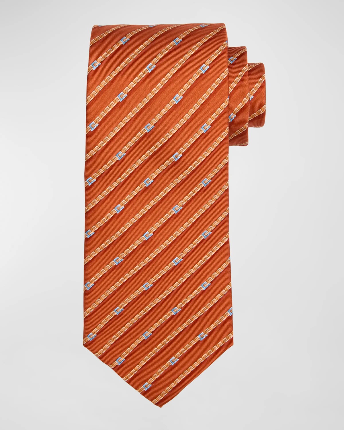 

Мужской шелковый галстук в полоску Venere Gancini Ferragamo, цвет Orange
