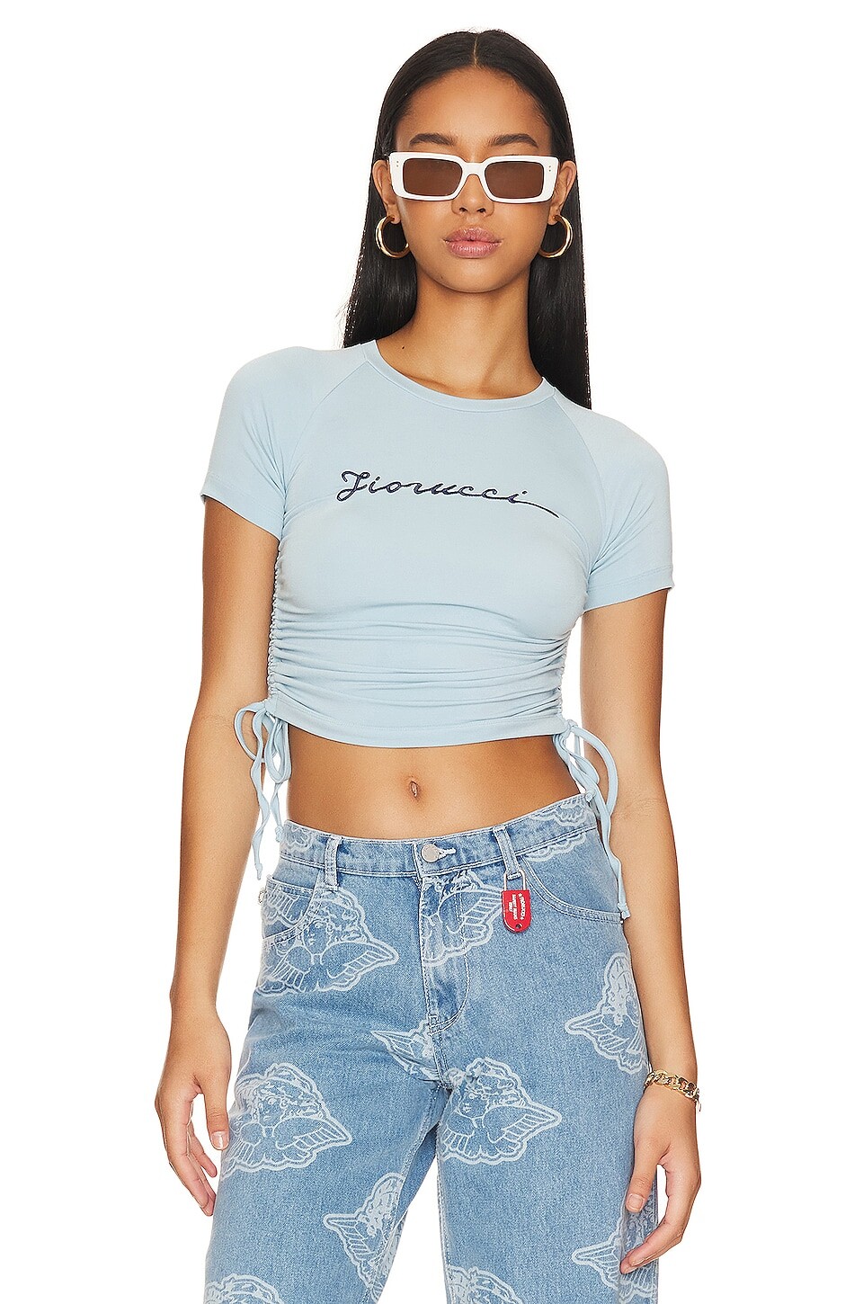 

Футболка FIORUCCI Ruched Edge Squiggle Logo, синий