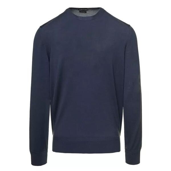 

Пулловер dark crewneck pullover with rib trim in wool Tom Ford, серый