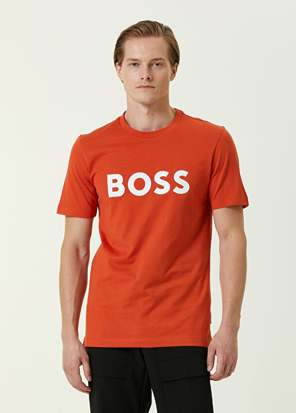 

Оранжевая футболка с логотипом Boss, Оранжевый