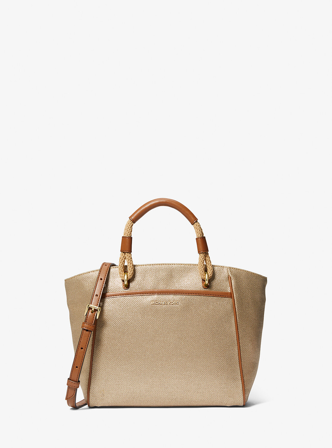 

Маленькая большая сумка-тоут Talia из хлопковой парусины цвета металлик Michael Kors, желтый