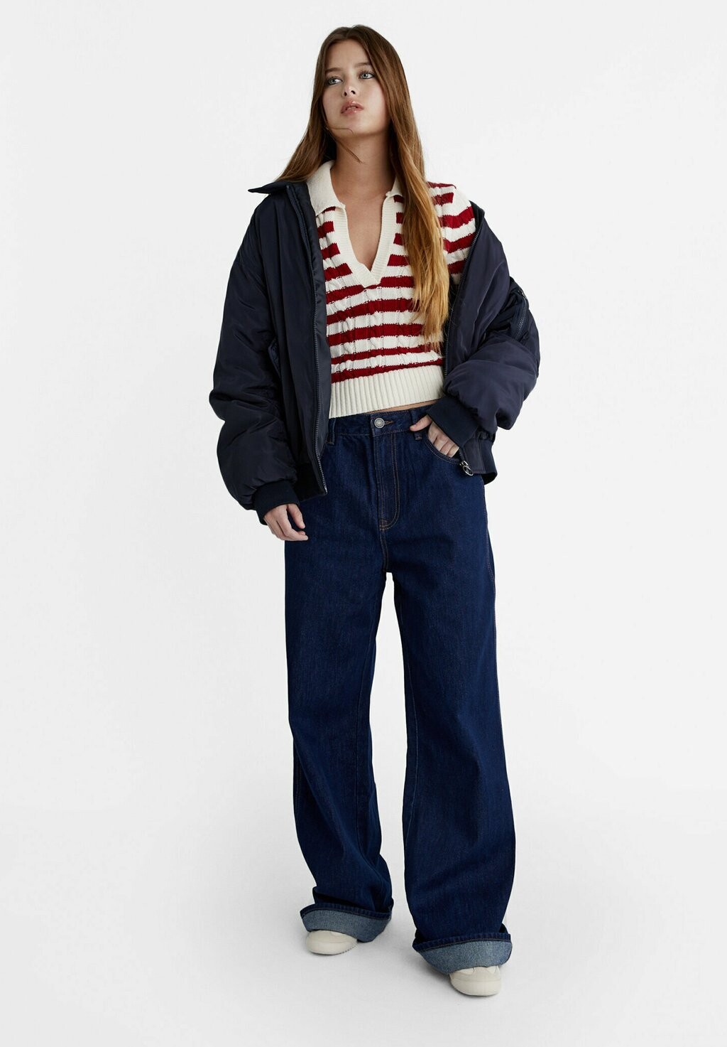 

Свитер Cable Stradivarius, красный