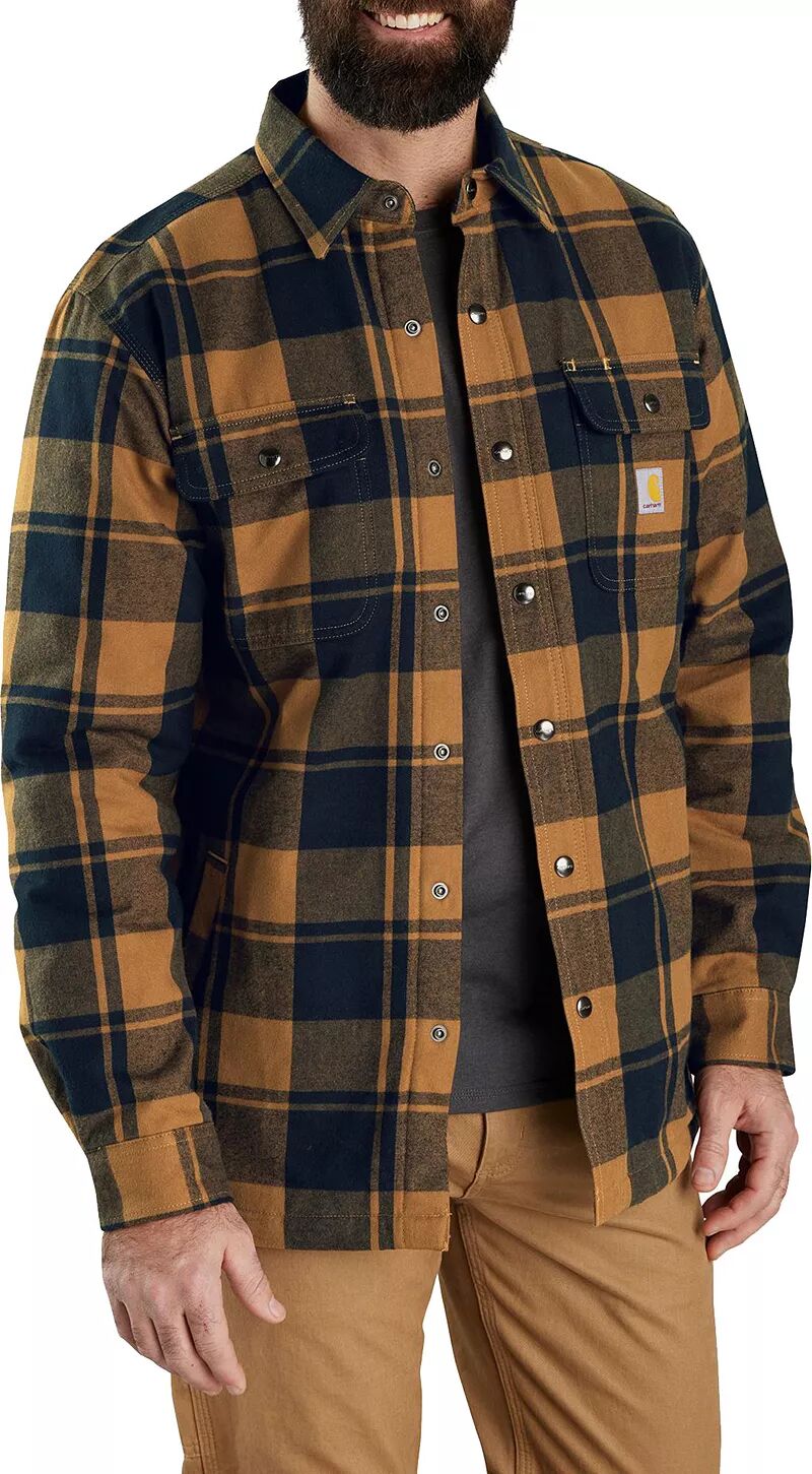 Мужская фланелевая куртка-рубашка Carhartt на подкладке из шерпы фото