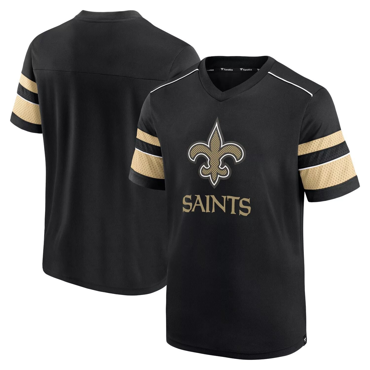 

Мужская черная футболка с v-образным вырезом и фактурной решеткой Fanatics New Orleans Saints