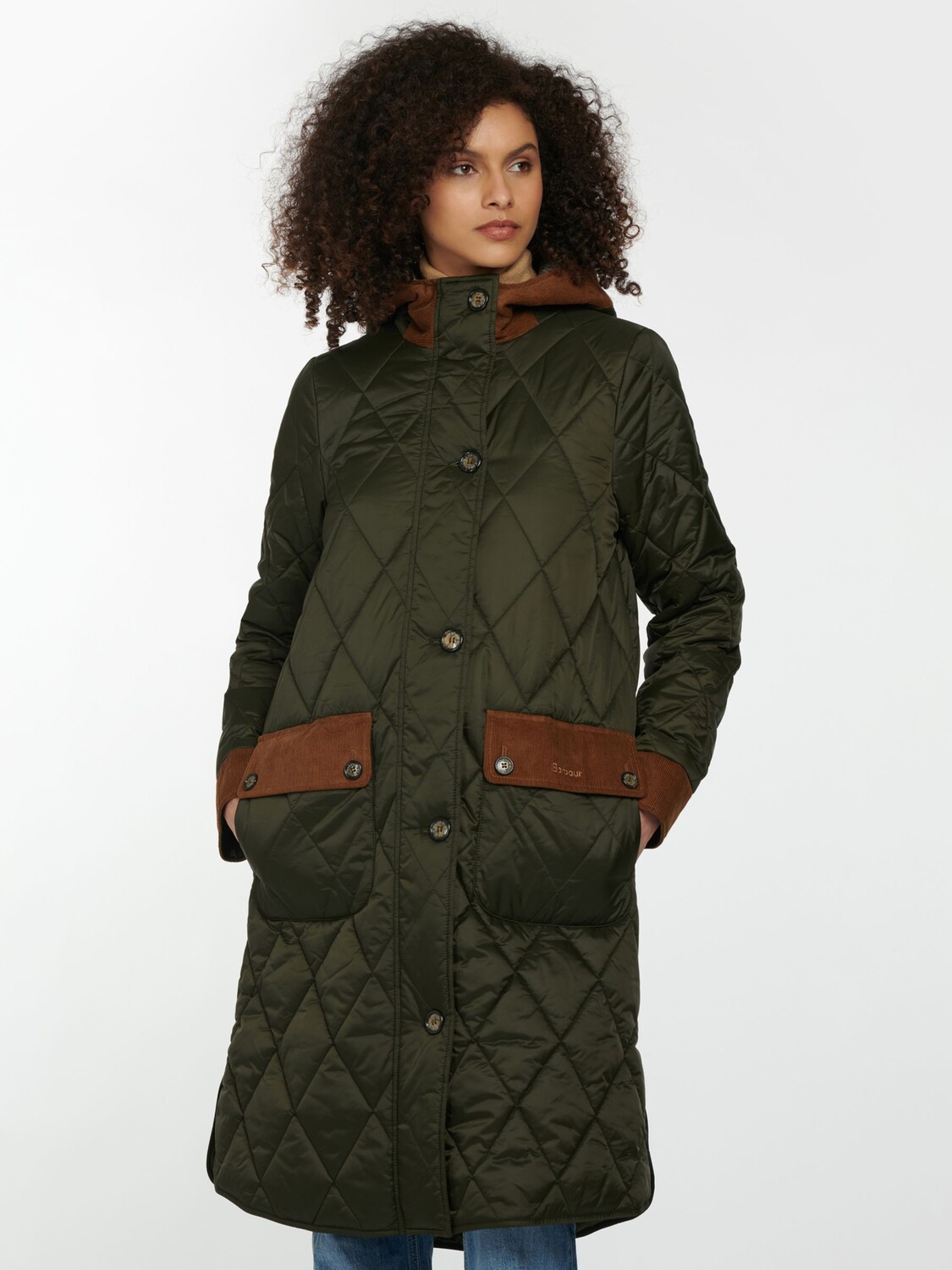 

Длинное стеганое пальто с капюшоном Barbour Mickley, Sage