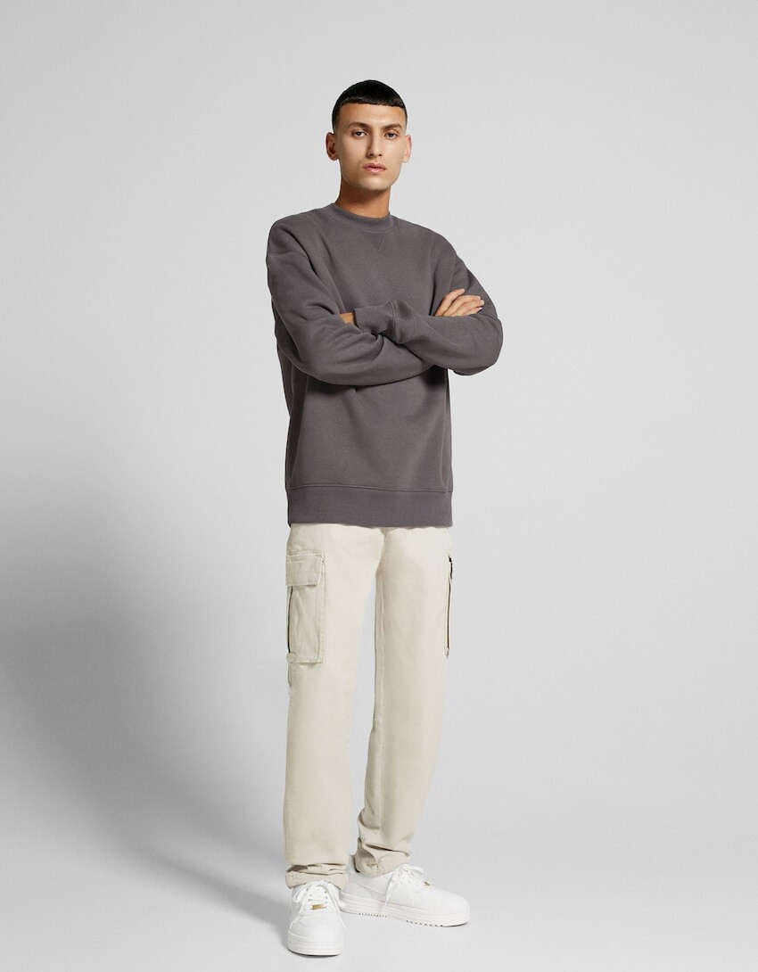 

Хлопковые брюки-карго Bershka, песочный, Бежевый