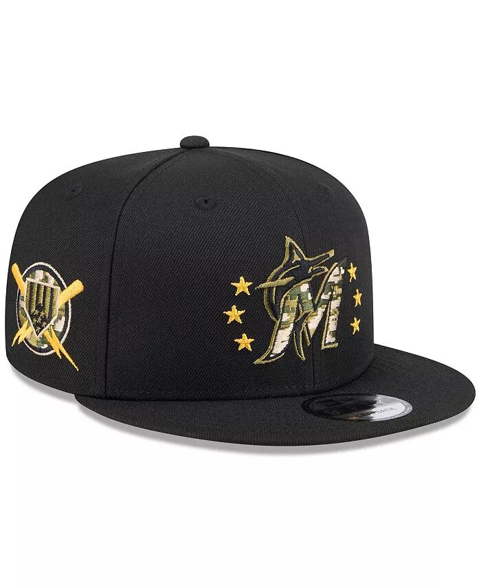 

Мужская черная кепка Snapback Miami Marlins 2024-Armed Forces Day 9FIFTY New Era, черный