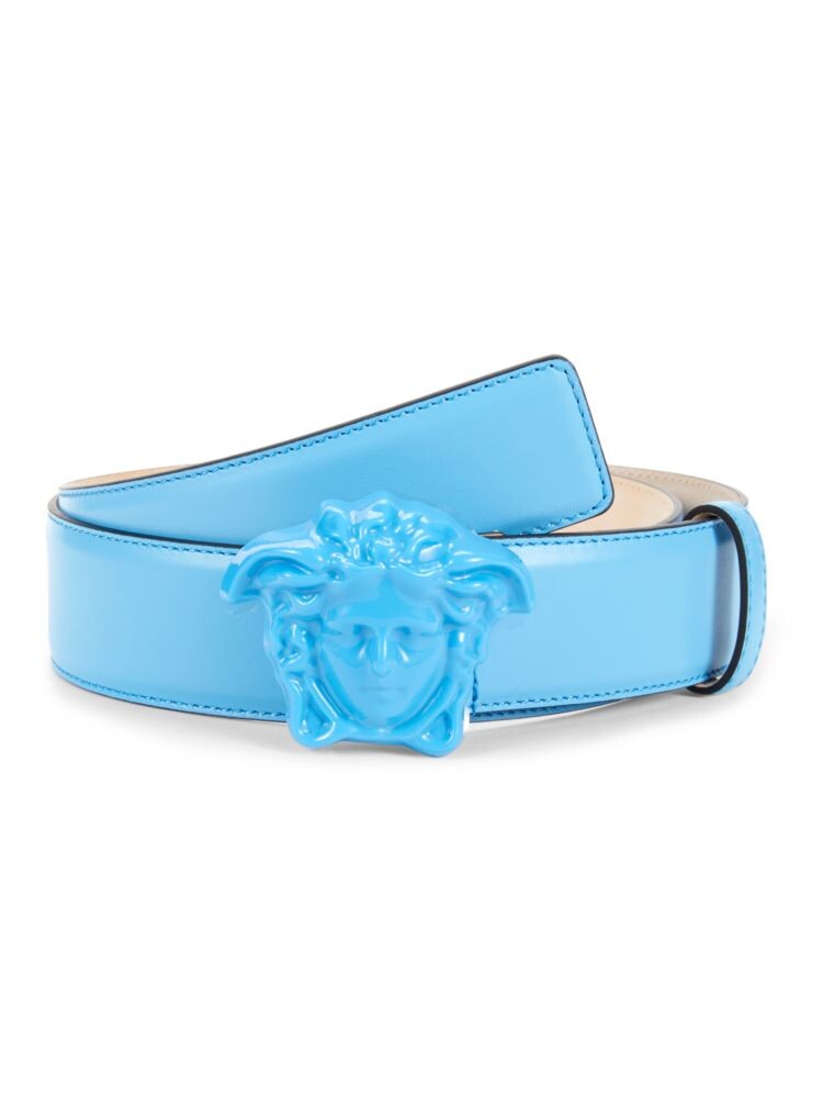 

Кожаный ремень с пряжкой Medusa Versace, цвет Blue Blue