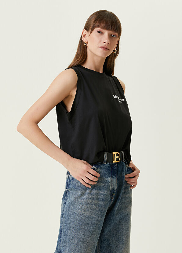 

Черная майка с логотипом Balmain