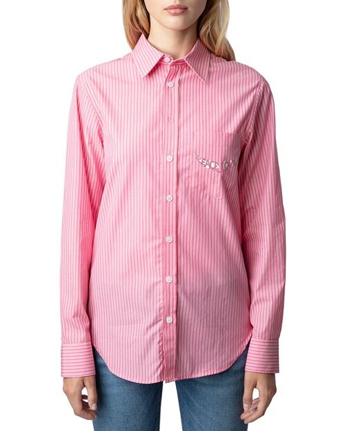 

Полосатая хлопковая рубашка Zadig & Voltaire, цвет Pink