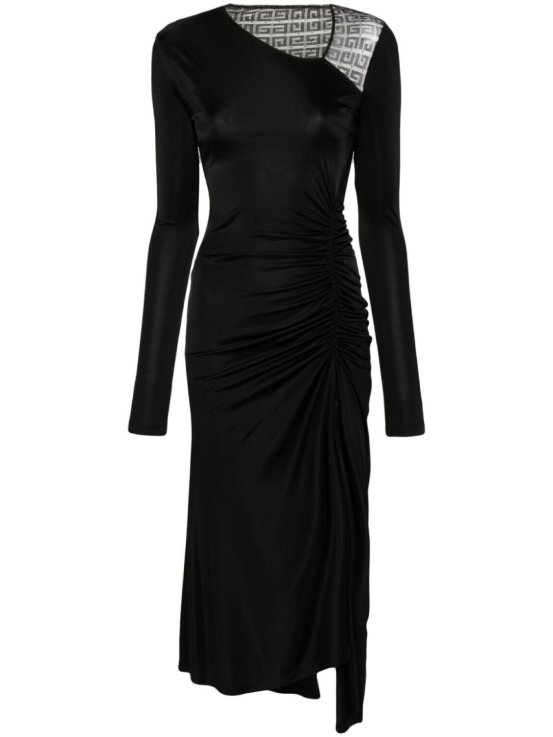 Givenchy кружевное платье миди асимметричного кроя, черный