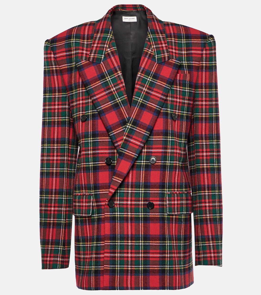 

Блейзер оверсайз из шерсти в клетку тартан Saint Laurent, мультиколор