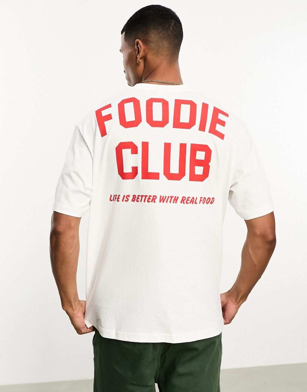 

Белая футболка Foodie Club Bershka, Белый