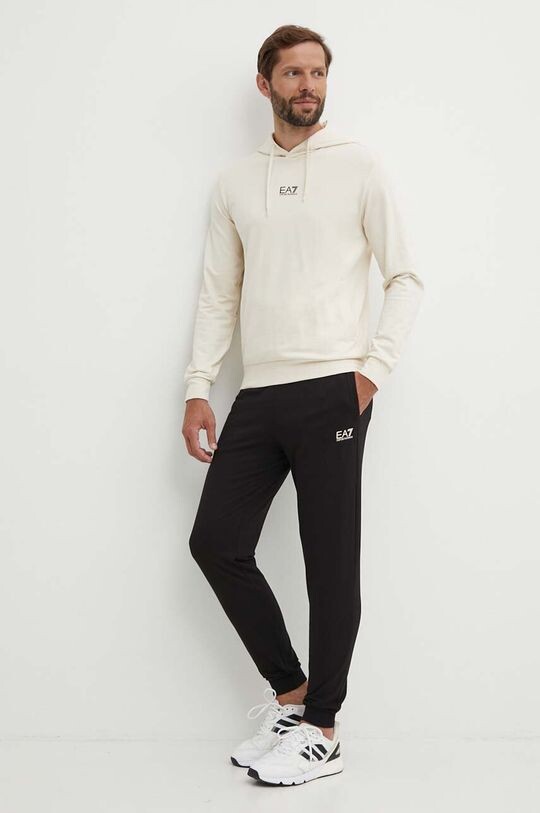 

Хлопковый спортивный костюм EA7 Emporio Armani, бежевый