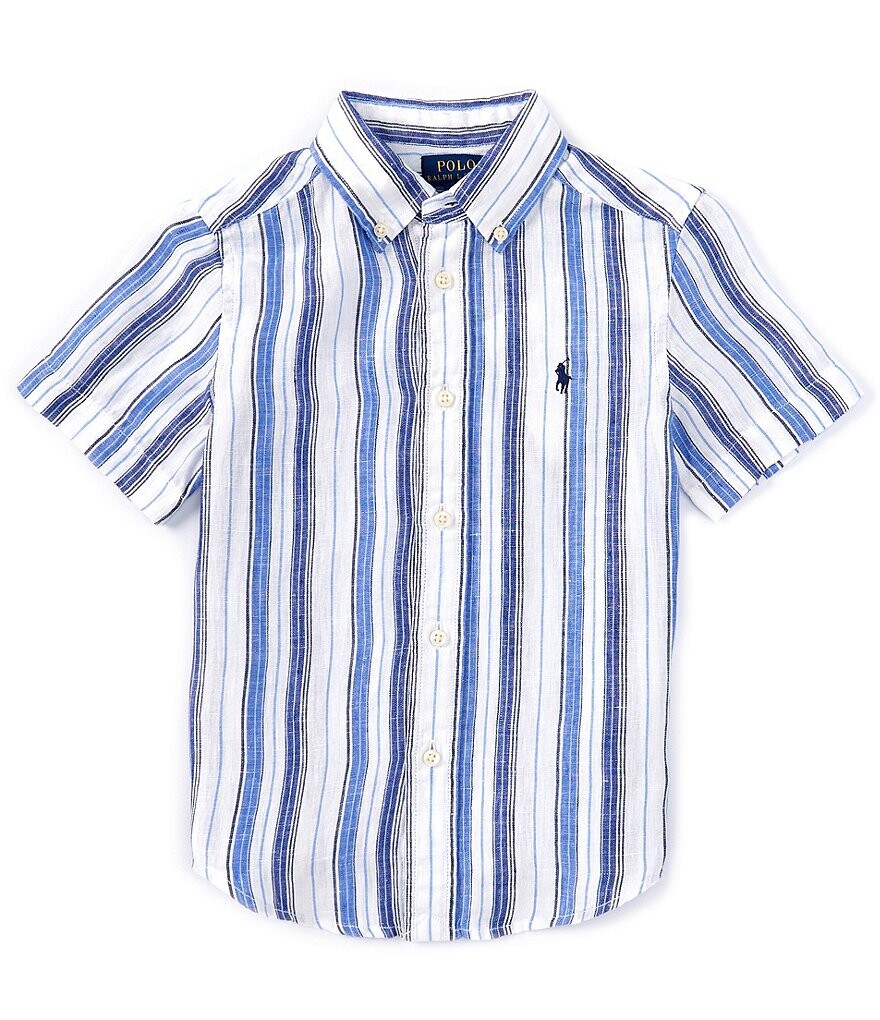 

Рубашка в полоску с короткими рукавами для мальчиков Polo Ralph Lauren Big Boys 8-20, белый