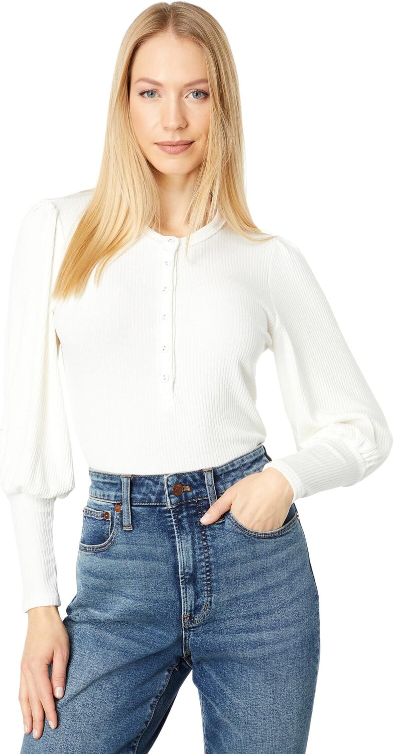 

Футболка LAmade Victorian Sleeve Henley in Autumn Rib, цвет Soft White