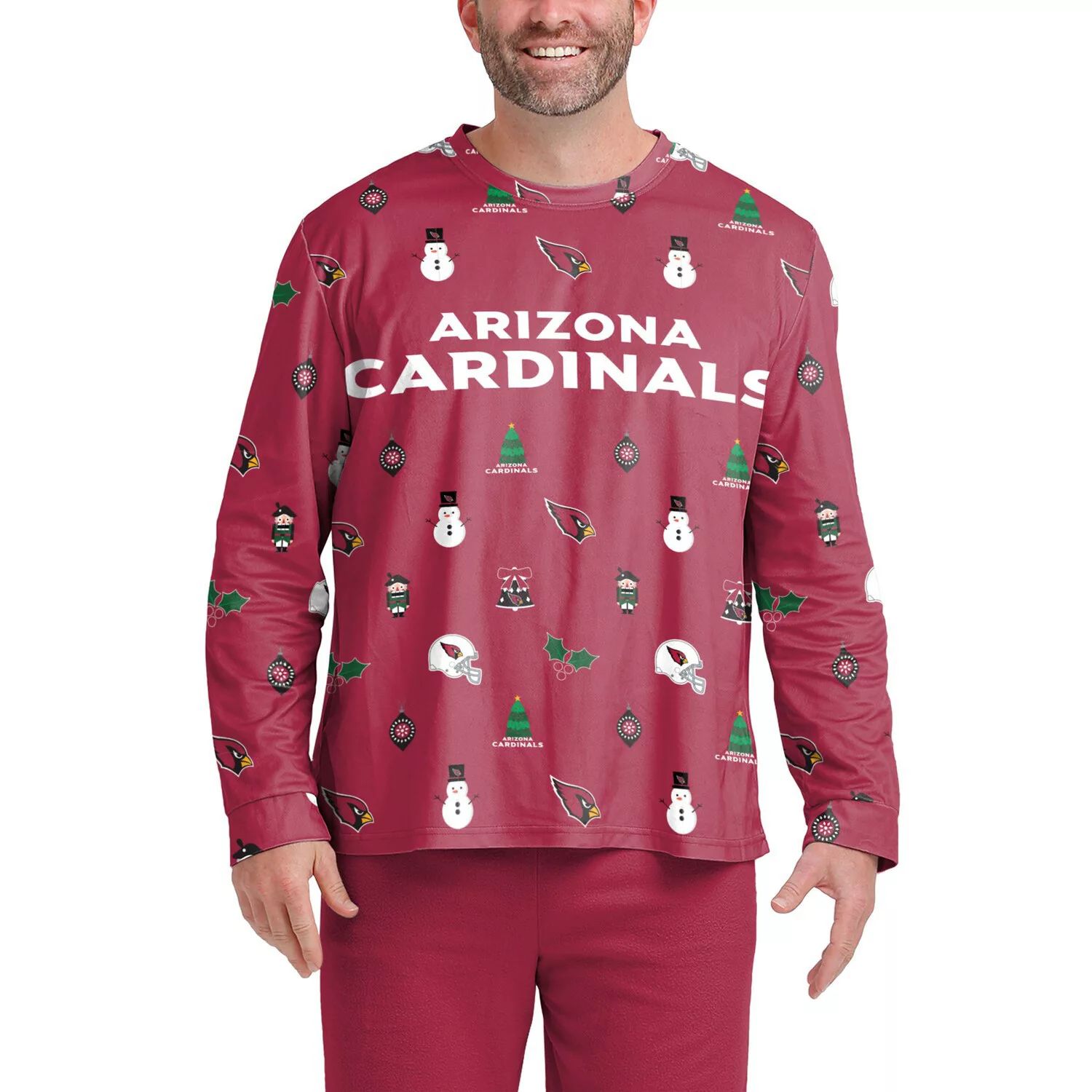 Мужская футболка с длинным рукавом FOCO Cardinal Arizona Cardinals Ugly Sweater мужская футболка с длинным рукавом cardinal белая arizona cardinals halftime starter мульти