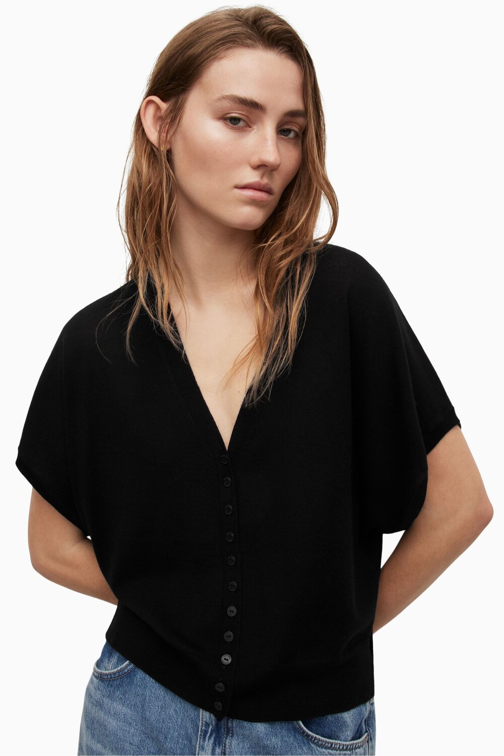 

Черный кардиган AllSaints Bronte с короткими рукавами All Saints, черный