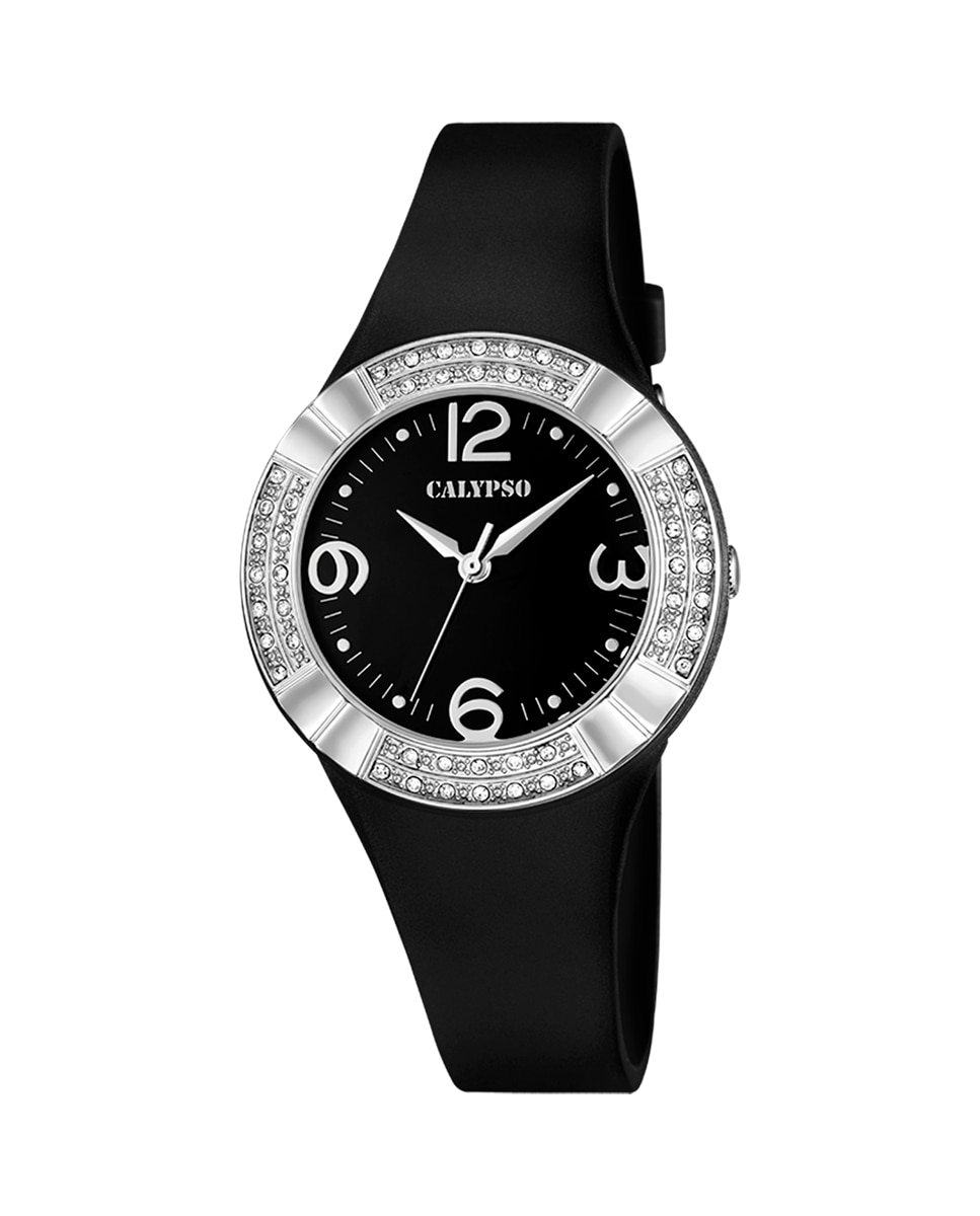 K5659/4 Модные женские часы из черного каучука Calypso, черный gm series gm s2100b 8aer женские часы из черного каучука casio черный
