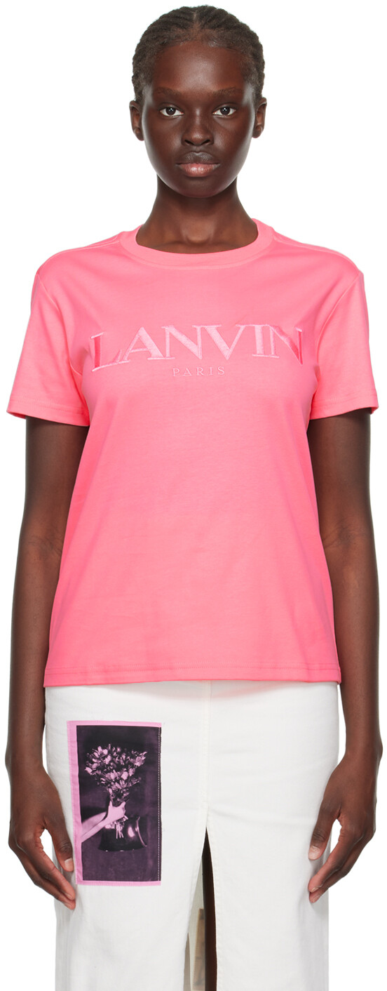 

Розовая футболка с вышивкой Lanvin, Розовый