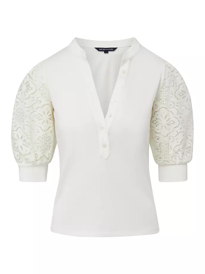 

Хлопковая блузка с кружевными рукавами Coralee Veronica Beard, цвет off white