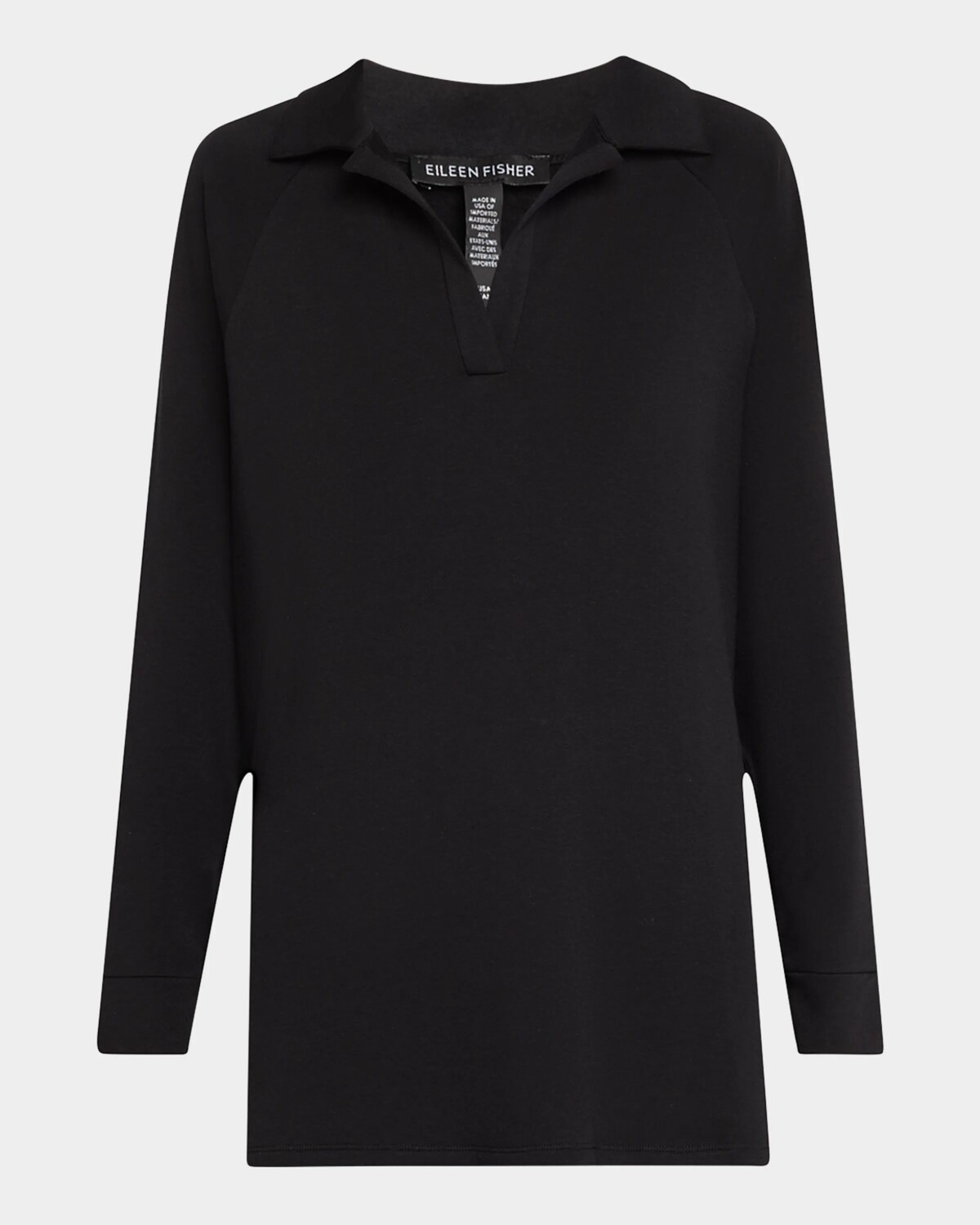 

Махровый топ с рукавами реглан Eileen Fisher, черный