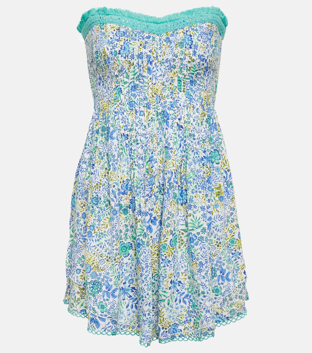 Мини-платье claire с цветочным принтом Poupette St Barth, синий цена и фото