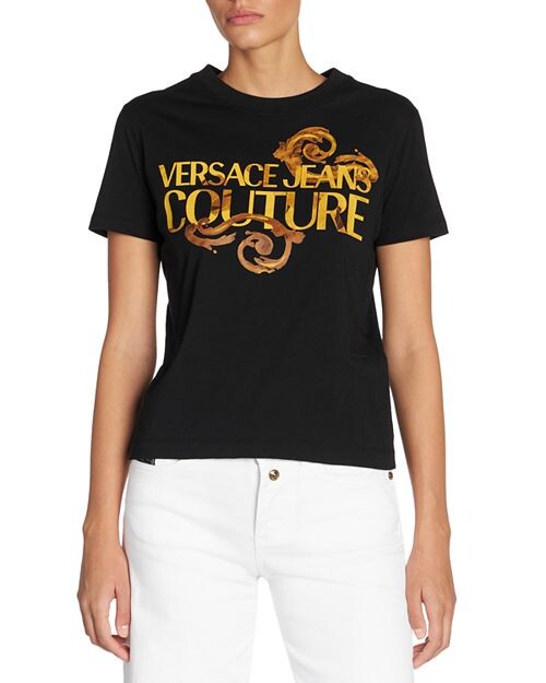 

Футболка из хлопкового джерси с логотипом Versace Jeans Couture, цвет Black