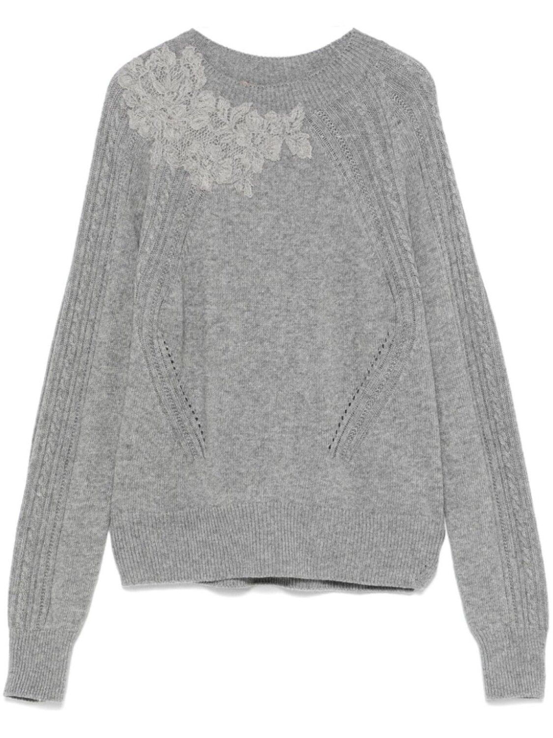 

Ermanno Scervino свитер с кружевной вышивкой, серый
