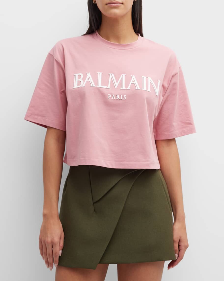 

Укороченная футболка с логотипом Roman Rubber Balmain