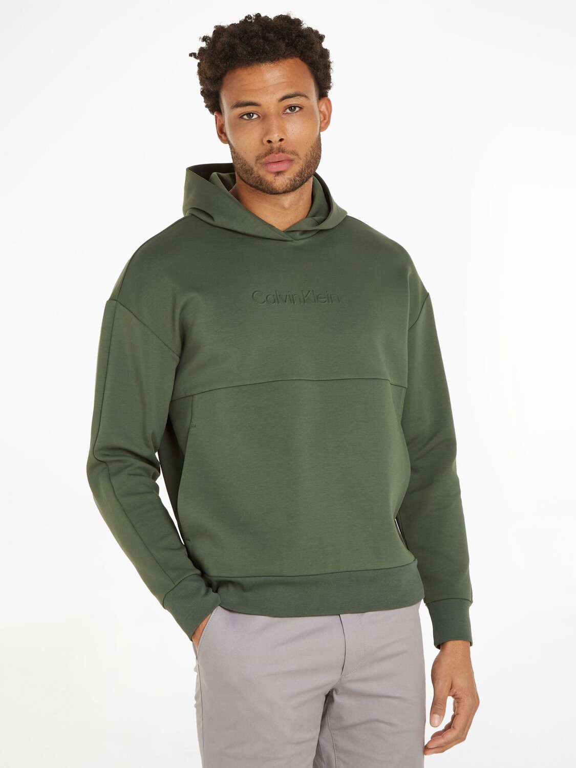 

Комфортная толстовка с тисненым логотипом Calvin Klein, зеленый