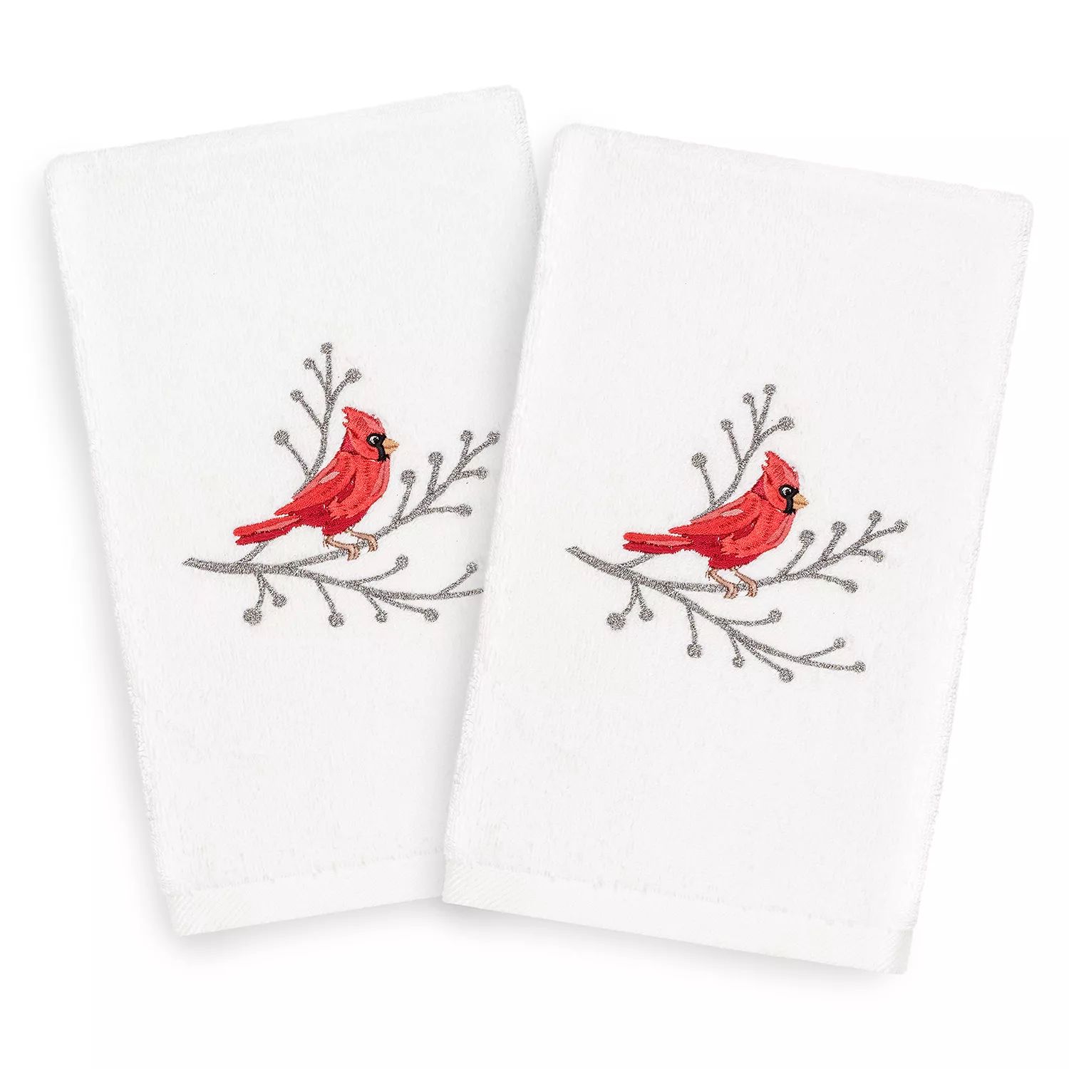 Рождественский текстиль для дома Linum, 2 упаковки роскошных турецких хлопковых полотенец для рук с вышивкой Cardinal, белый