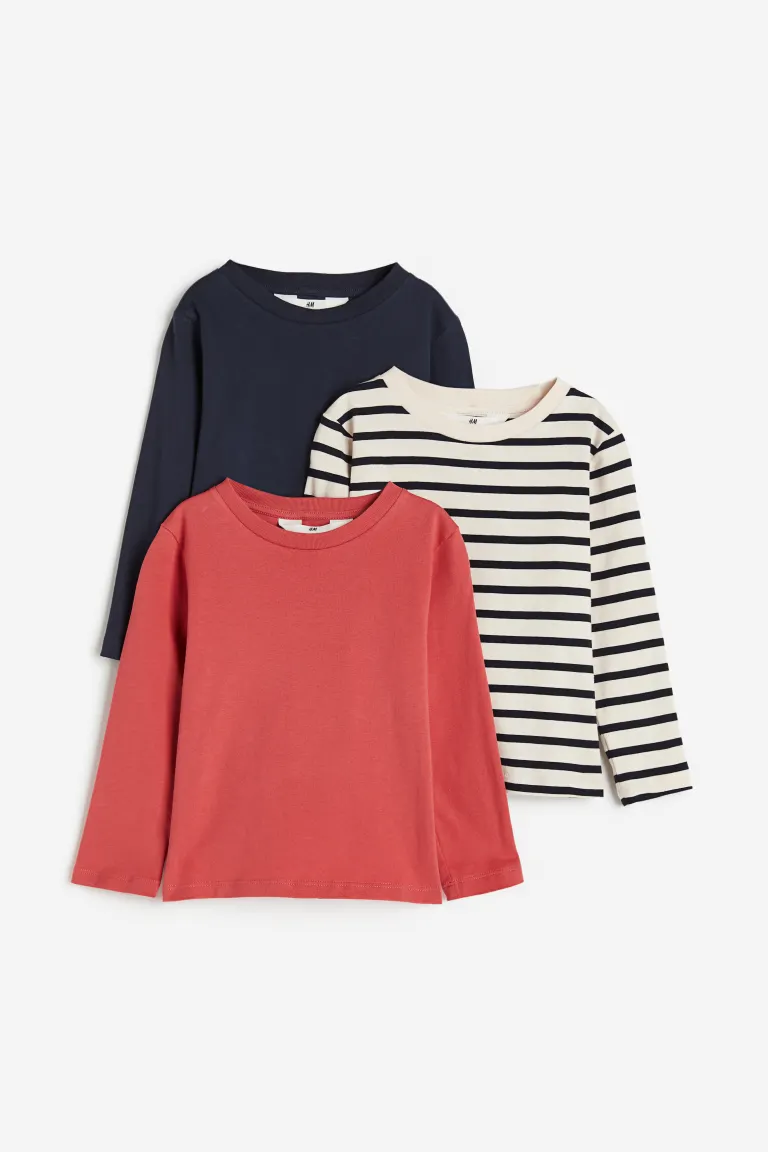 

Комплект из 3 хлопковых блузок с длинными рукавами H&M, красный