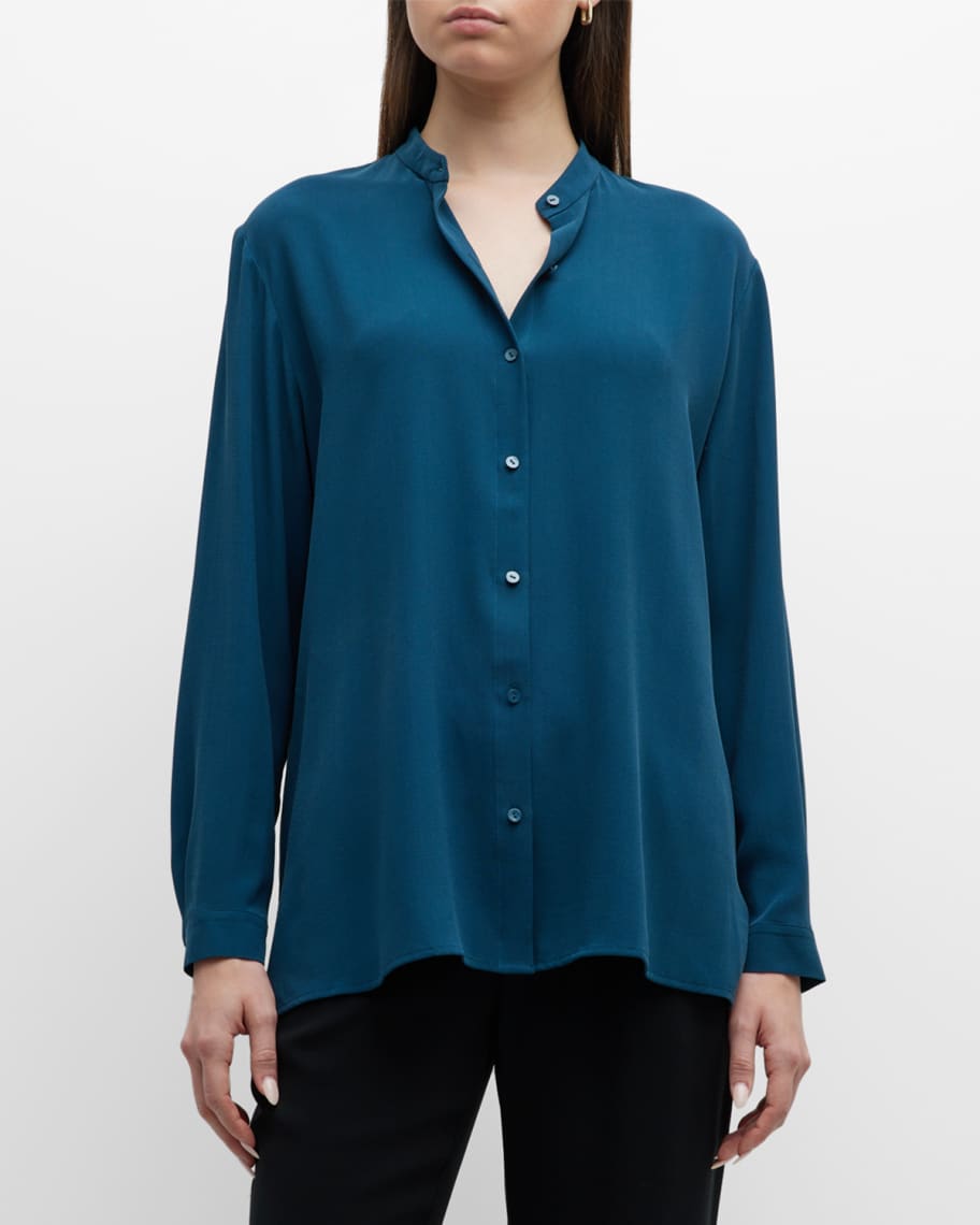

Рубашка с воротником-стойкой на пуговицах Eileen Fisher