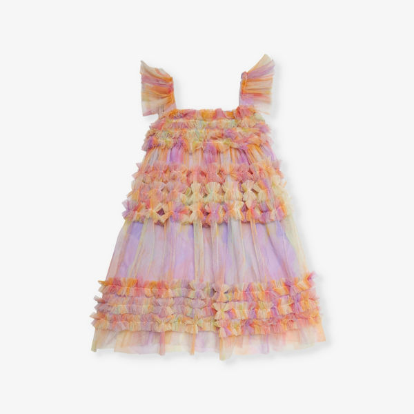 Тканое платье anka с оборками 3-10 лет Raspberry Plum, мультиколор