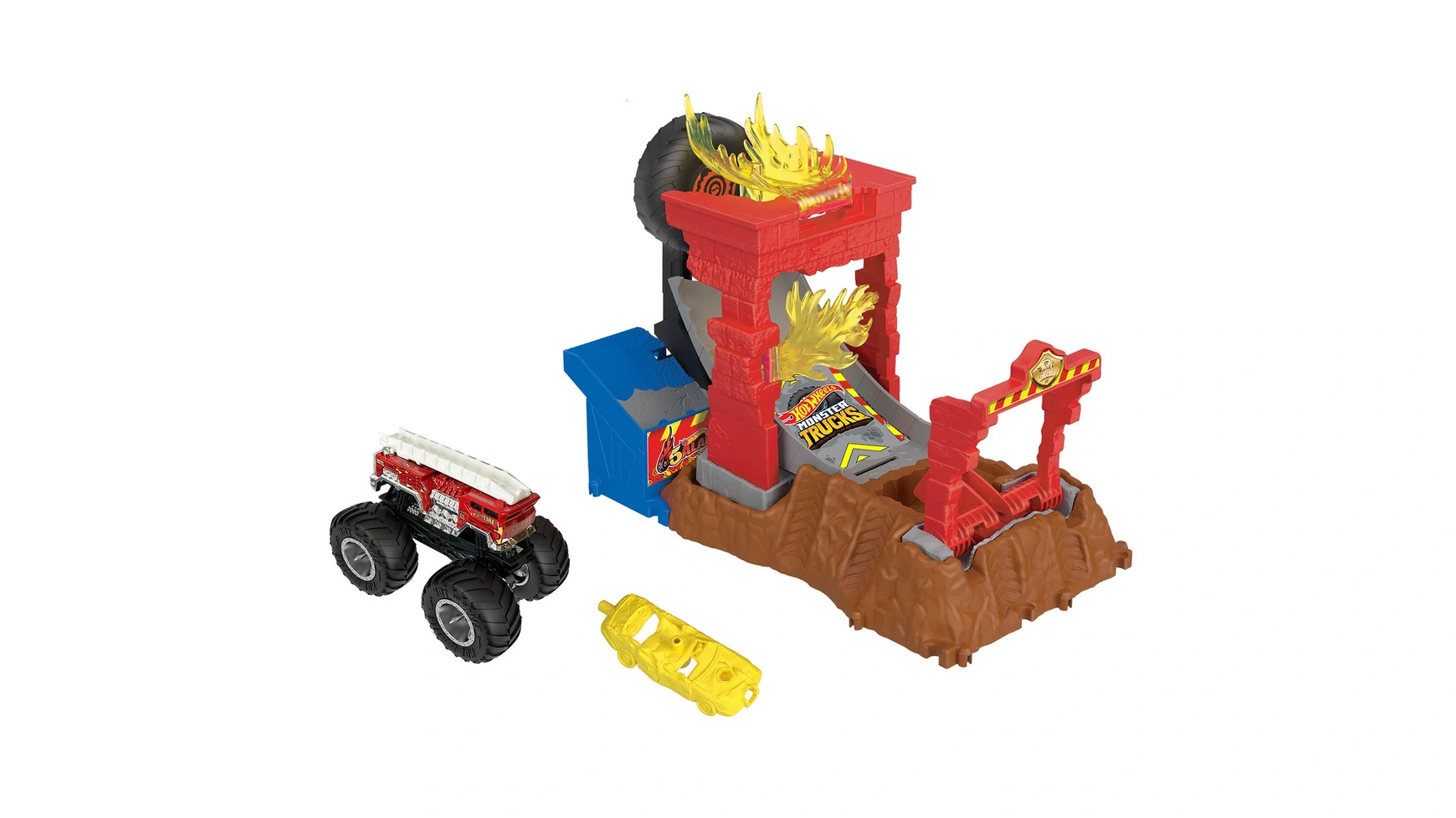 Игровой набор hot wheels monster trucks arena smashers 5 alarm crash challenge Mattel