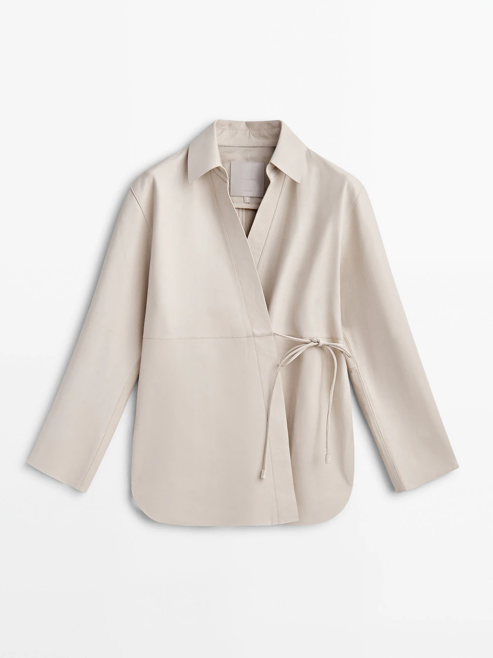 

Рубашка из кожи наппа с кулисами Massimo Dutti, белый