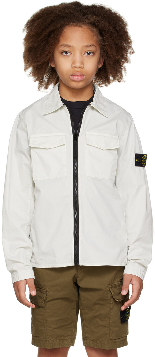 

Детская серая рубашка на молнии Stone Island Junior, Серый