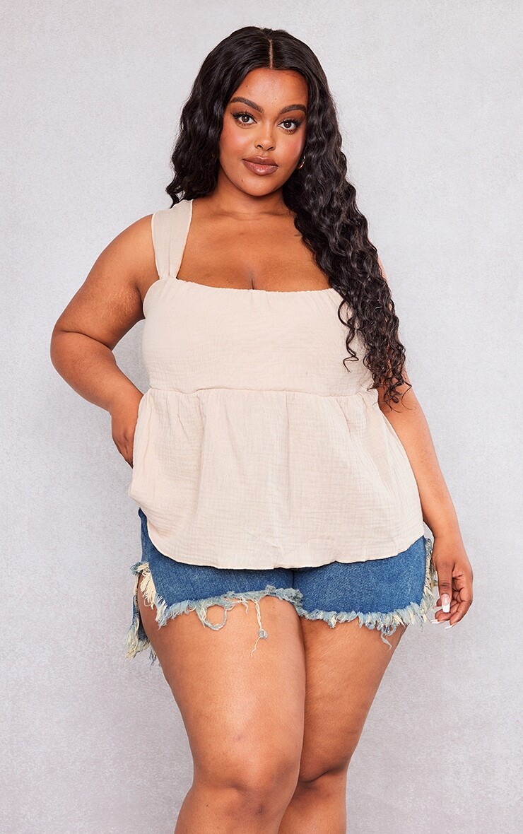 

PrettyLittleThing Топ Plus с фактурной льняной текстурой и эффектом камня