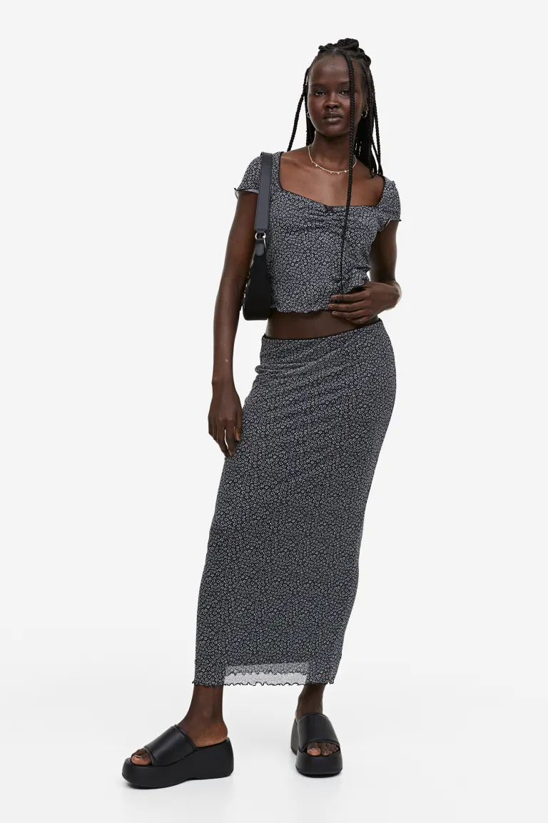 

Укороченная блузка из сетчатого материала H&M, черный