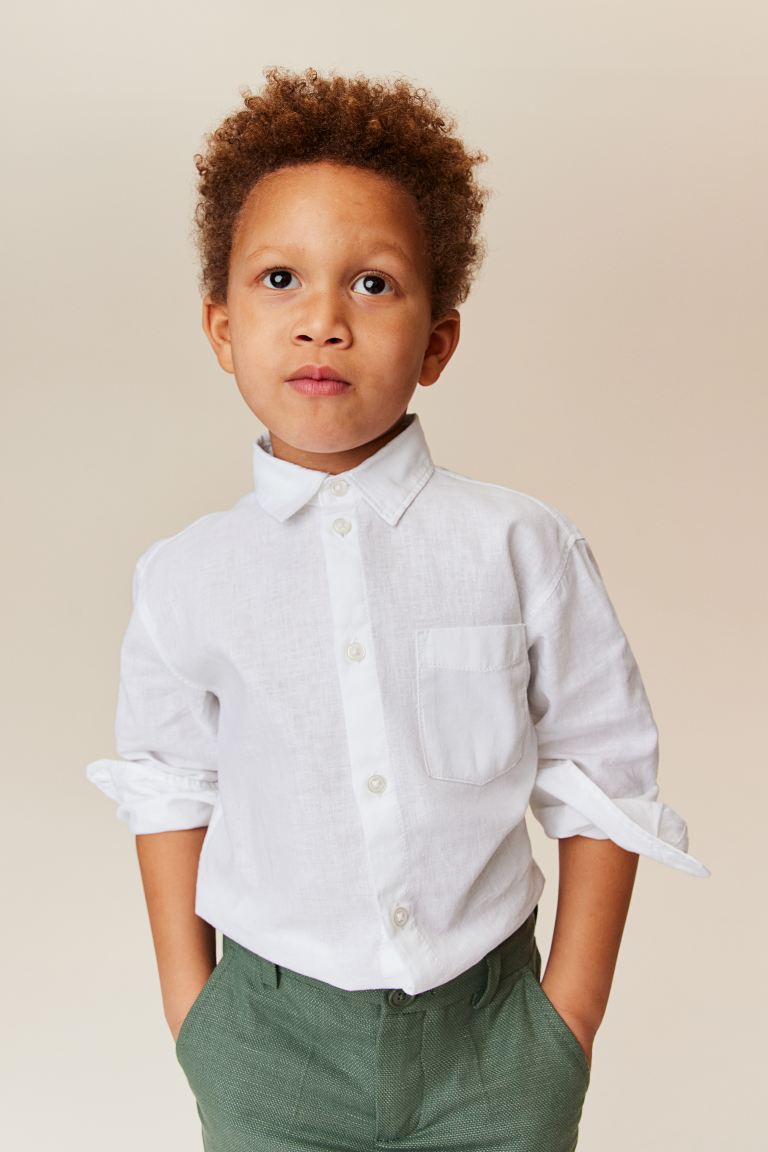 Рубашка из смеси льна H&M, белый