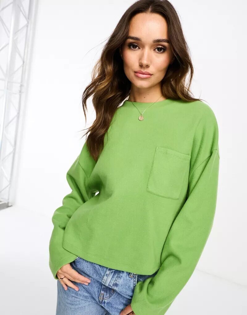 

Зеленый супермягкий свитер оверсайз с карманом ASOS