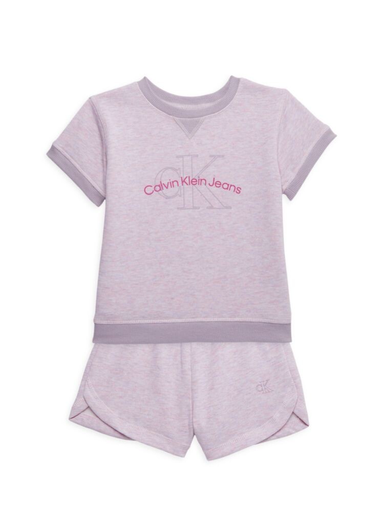 

Комплект из двух предметов: футболка и шорты для маленькой девочки Calvin Klein, фиолетовый